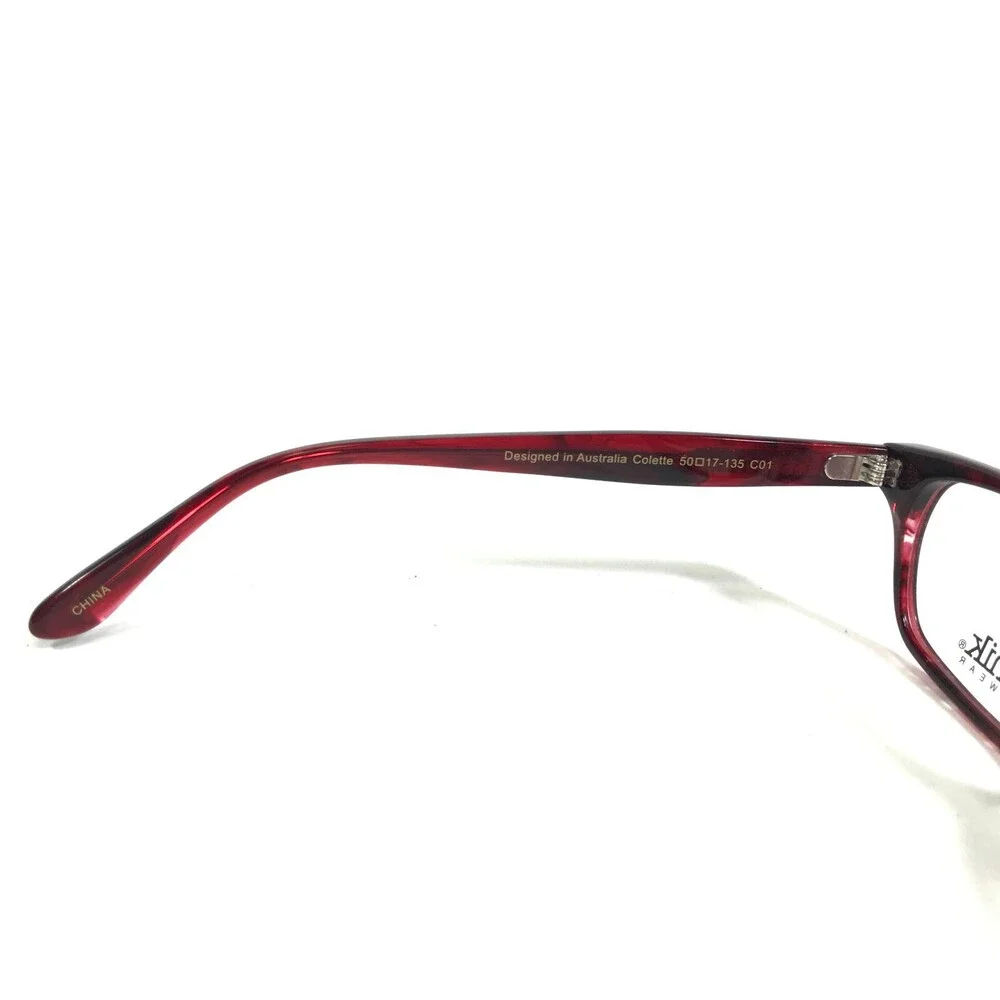 Iconik Eyeglasses Frames Colette C01 Black Red Tortoise Horn Rim 50-17-135